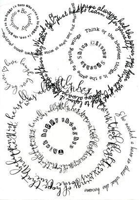 Circular Writing A4 collage paper - Click Image to Close