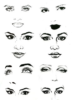 Face Features rice paper - Click Image to Close